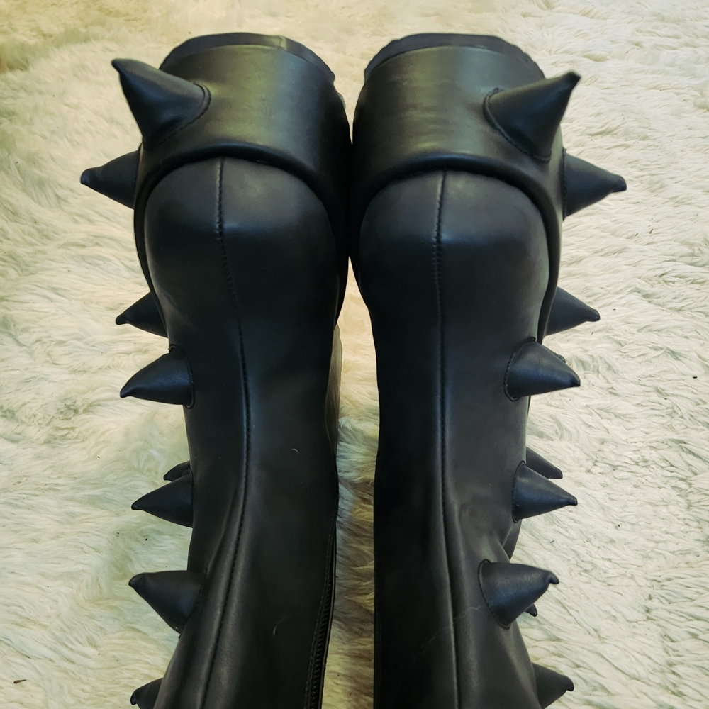 Demonia Cult Slay 77 Black Spiked Platform Boots - Picture 3 of 7